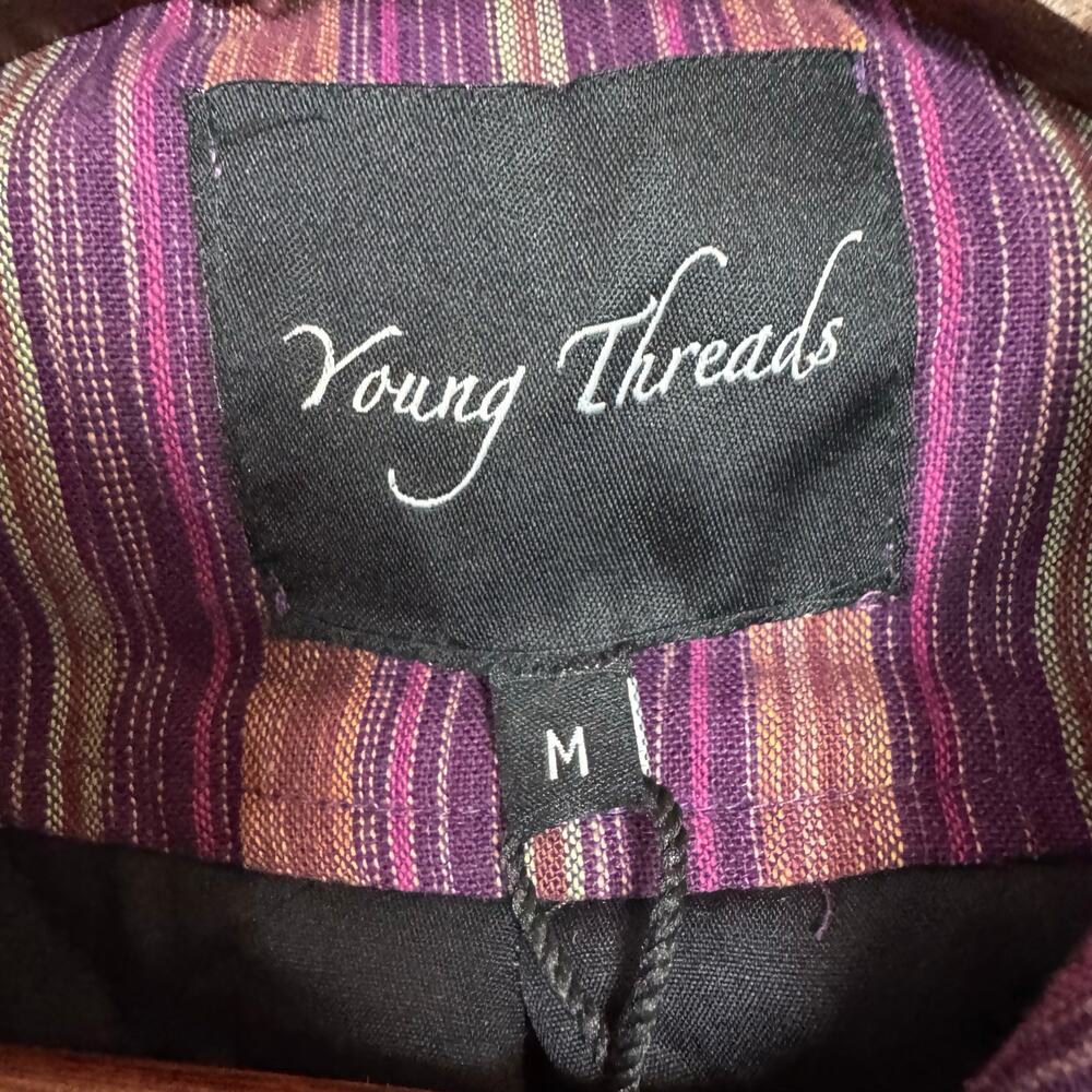 Young Threads Women’s Khadi Linen Zipper Vest Embroidery Quilted Lining M - Picture 5 of 12